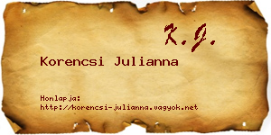 Korencsi Julianna névjegykártya